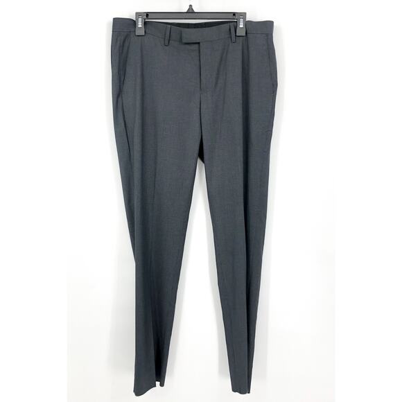 SOUL OF LONDON Men's Straight Dress Pants 36R Grey Birdseye Flat Front NWOT - Picture 1 of 7